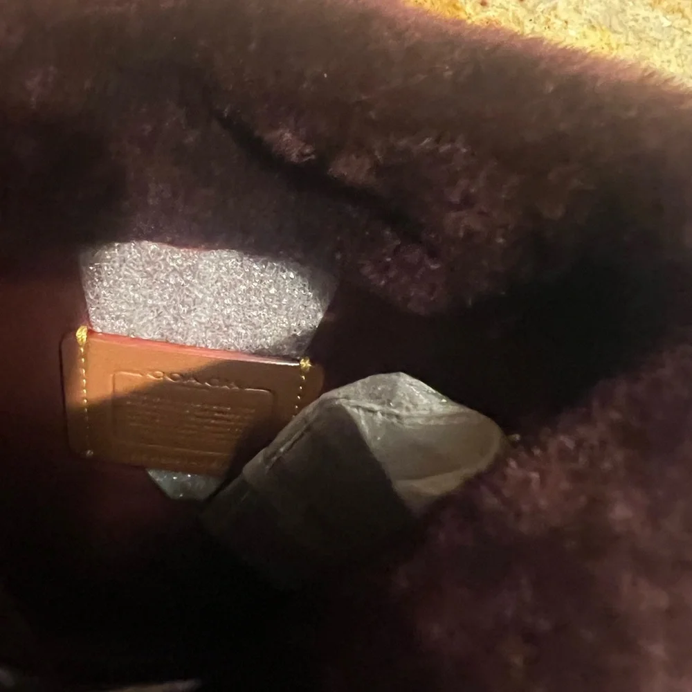 Coach Burgundy Shearling Bag with Gold Accents - Picture 4 of 5